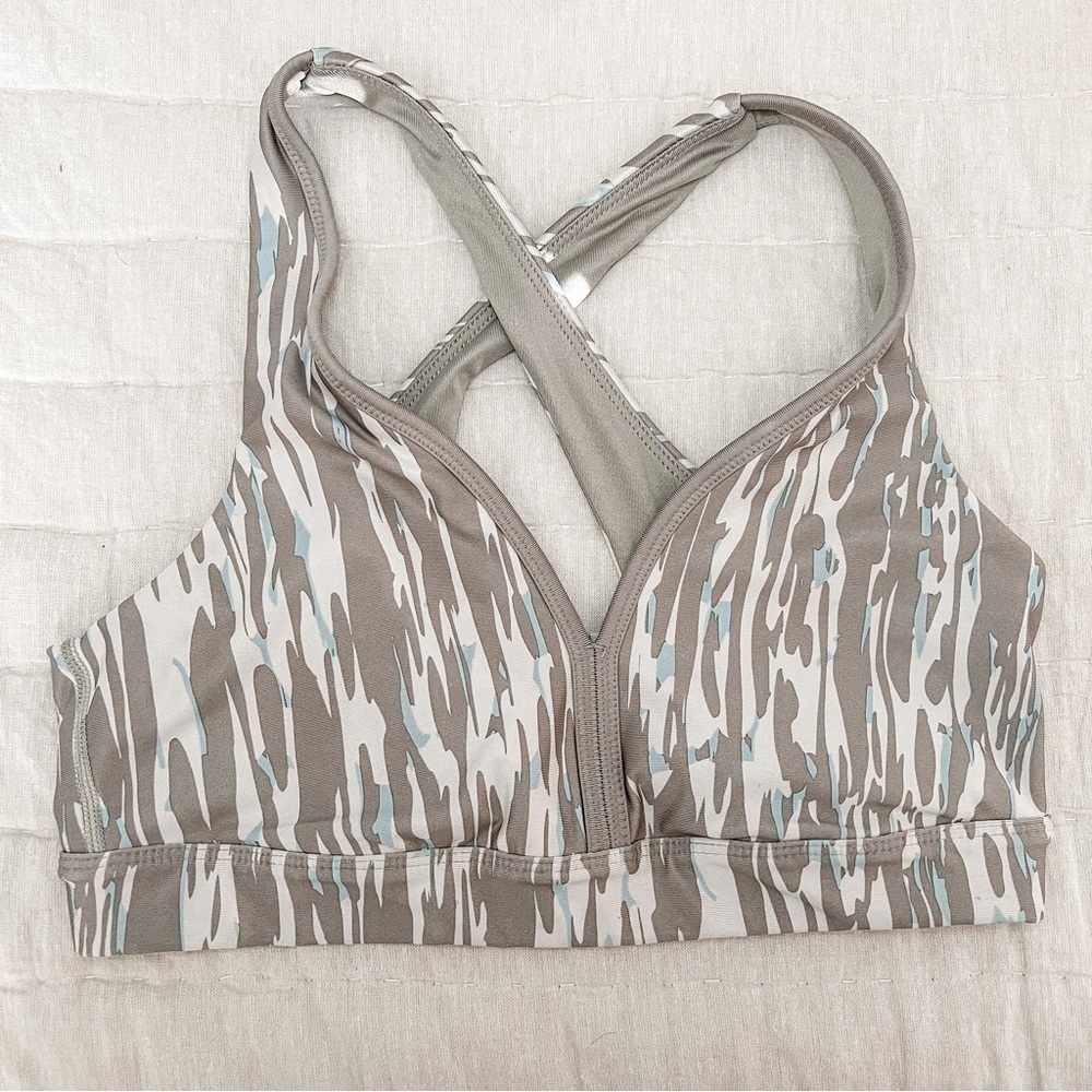 Joy Lab Green & Blue Zebra Print Racerback V Neck Sports Bra Size Small